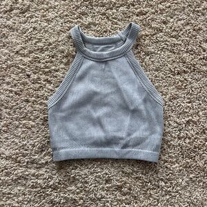 Aerie Gray Ribbed Knit Top